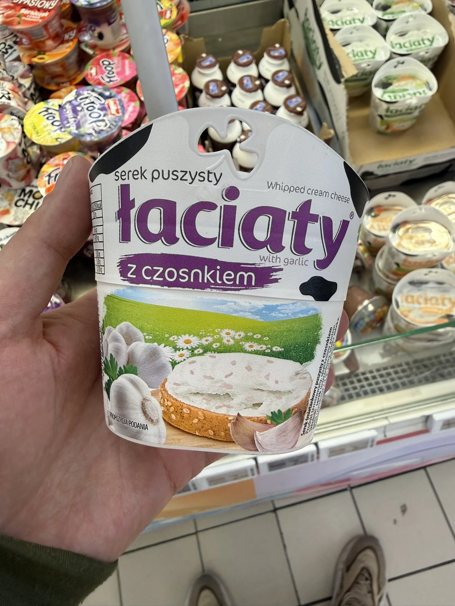 Łaciaty Serek puszysty z czosnkiem | 150g