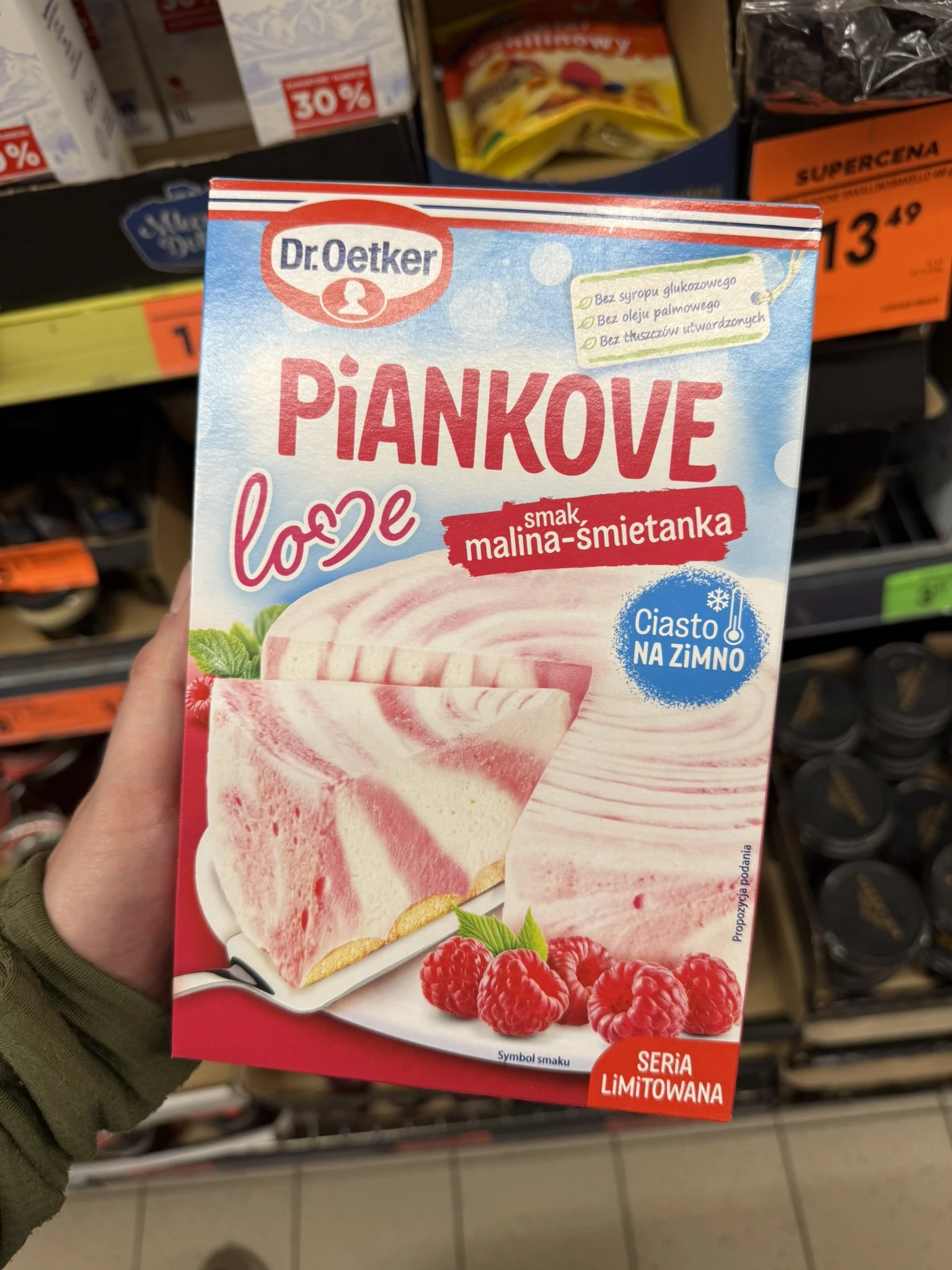Dr. Oetker Ciasto Piankowe Love malina-śmietanka | 160g