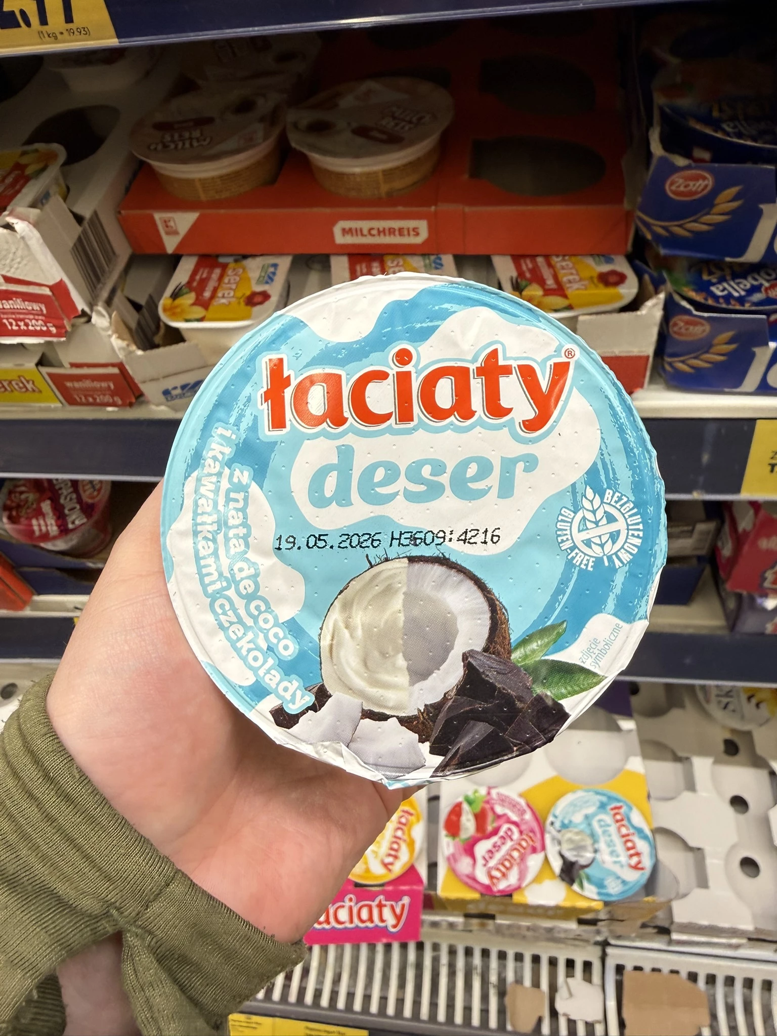 Łaciaty Deser z nata de coco i kawałkami czekolady | 170g
