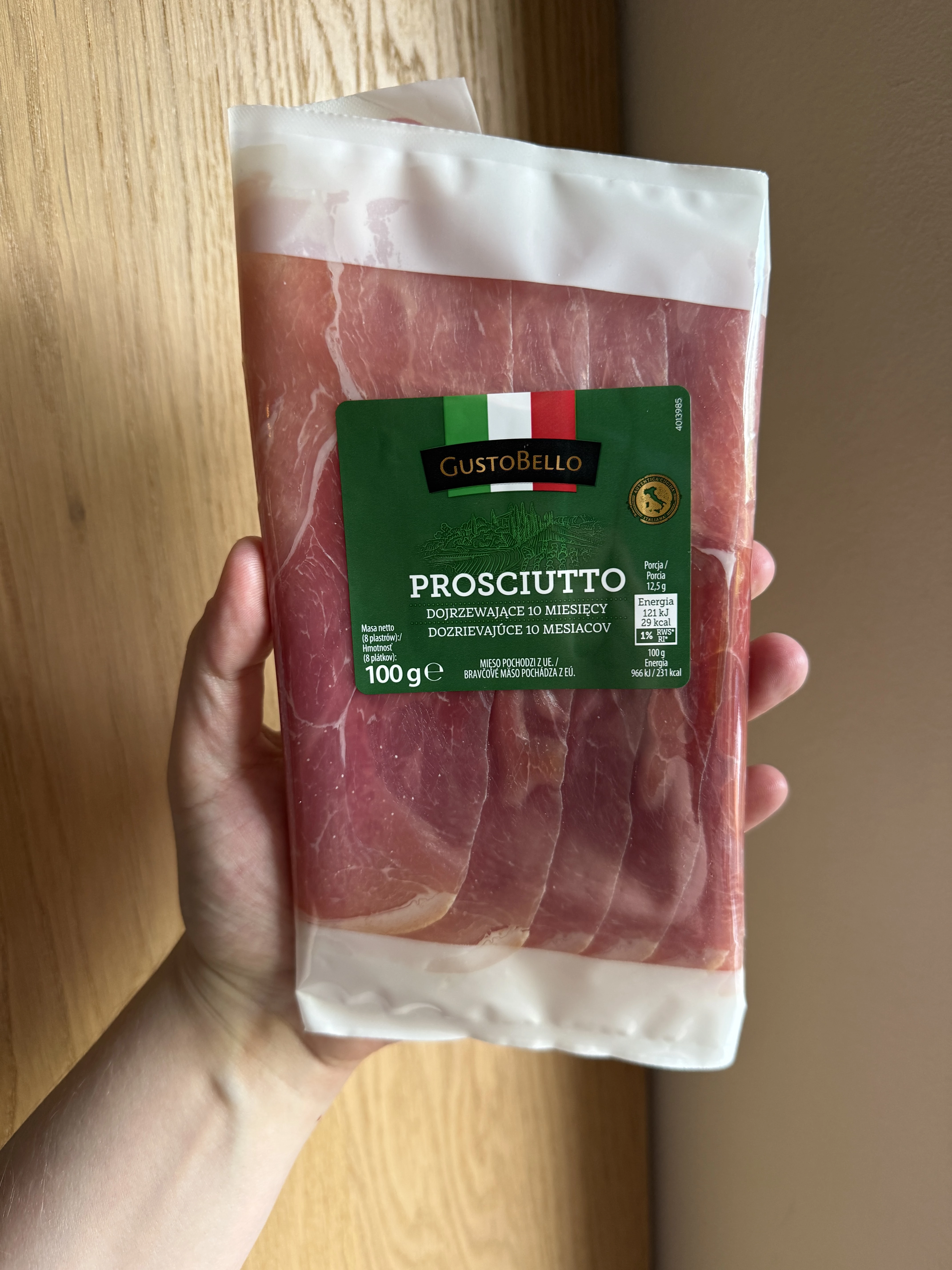 Szynka Prosciutto dojrzewająca 10 miesięcy GustoBello | 100g
