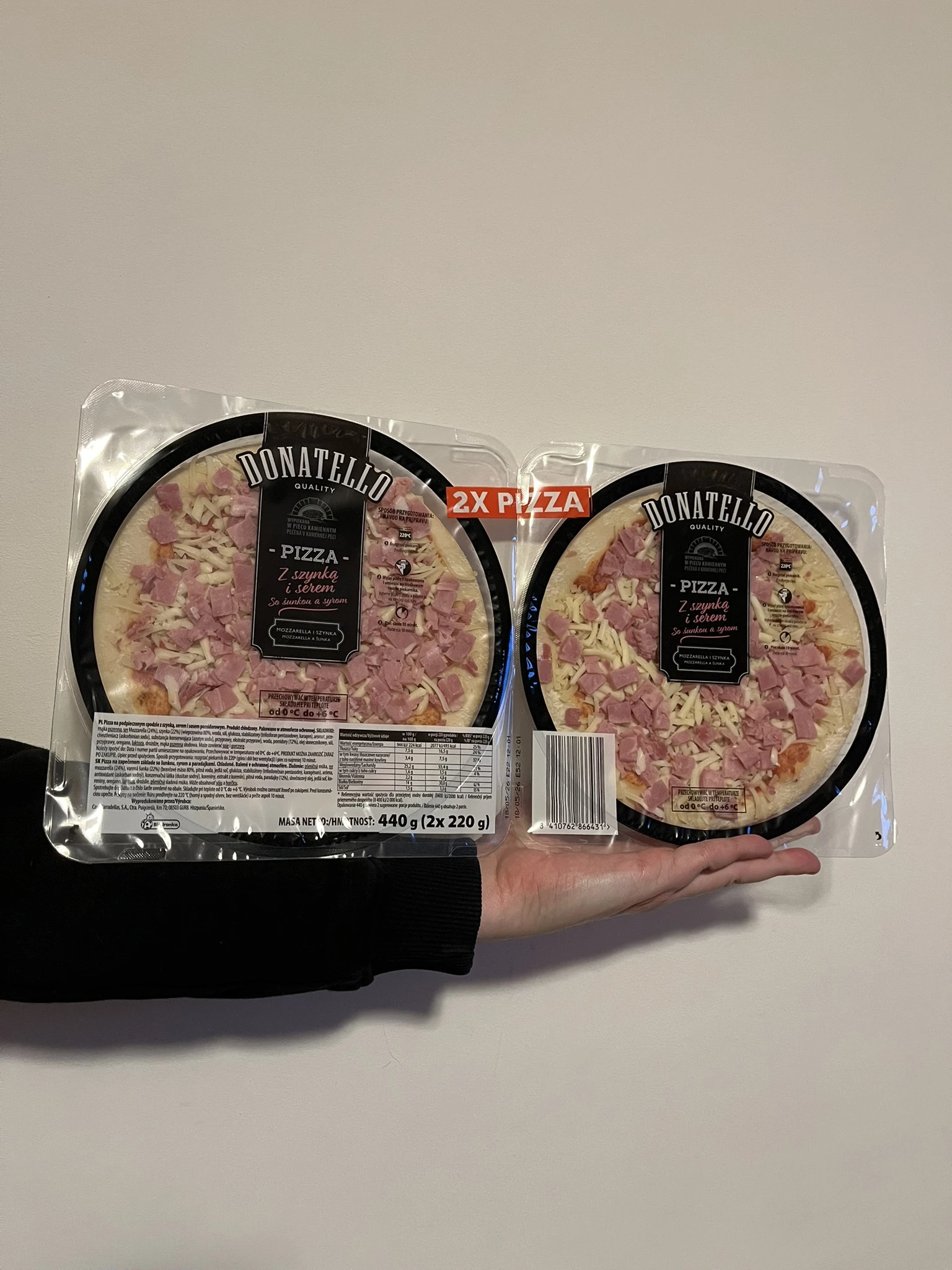 Donatello Pizza z szynką i serem | 2x220g