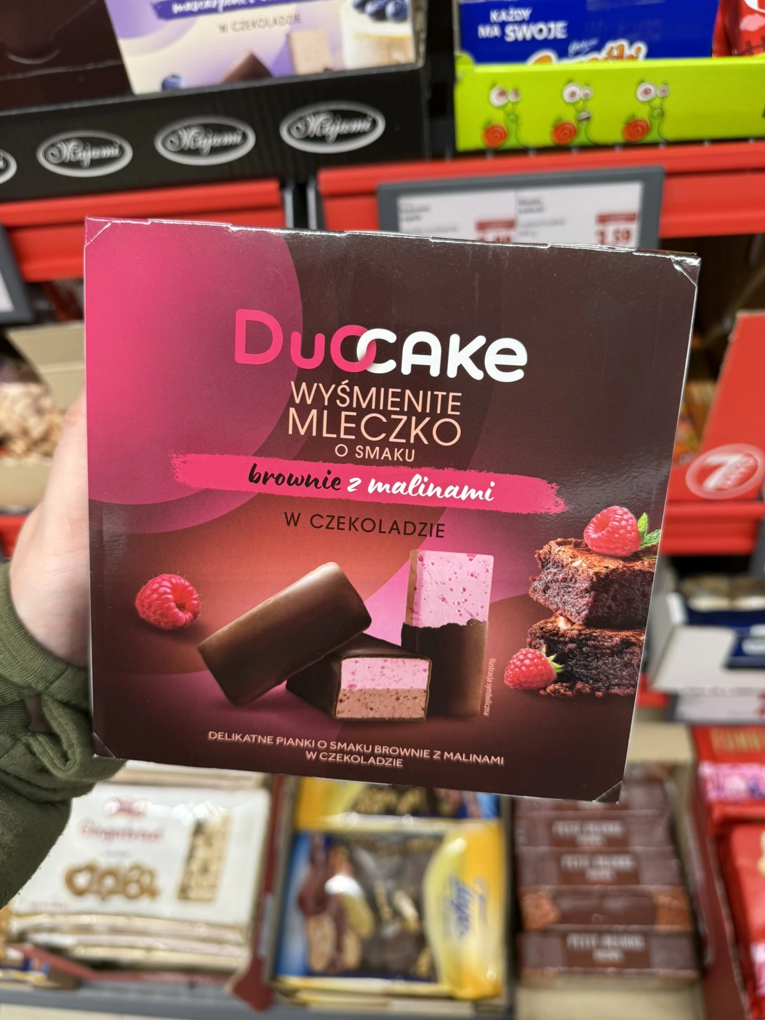 Duo Cake Wyśmienite Mleczko o smaku brownie z malinami w czekoladzie | 380g