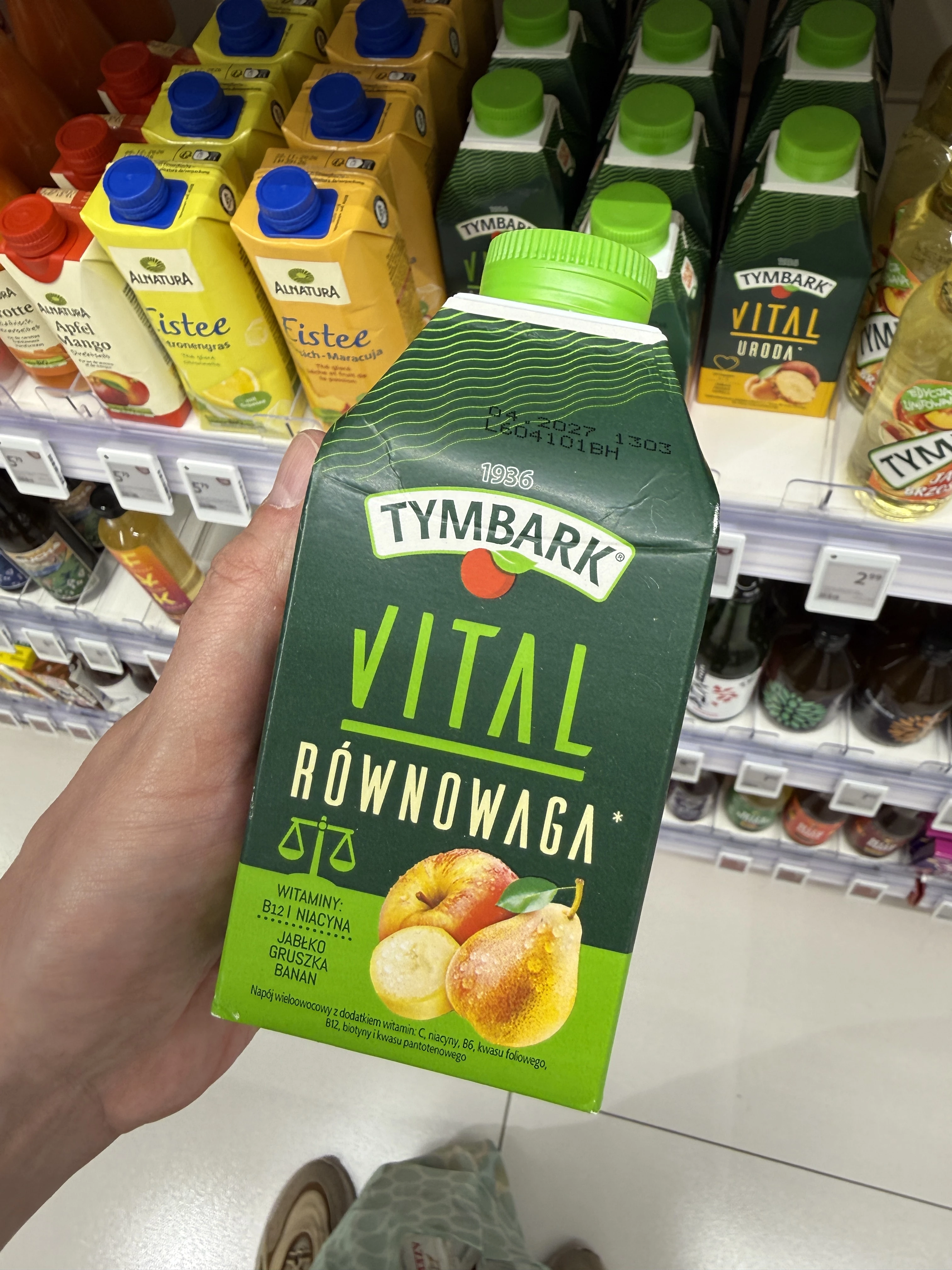 Tymbark Vital Równowaga napój wieloowocowy jabłko, gruszka, banan z witaminami B12 i niacyną | 500ml