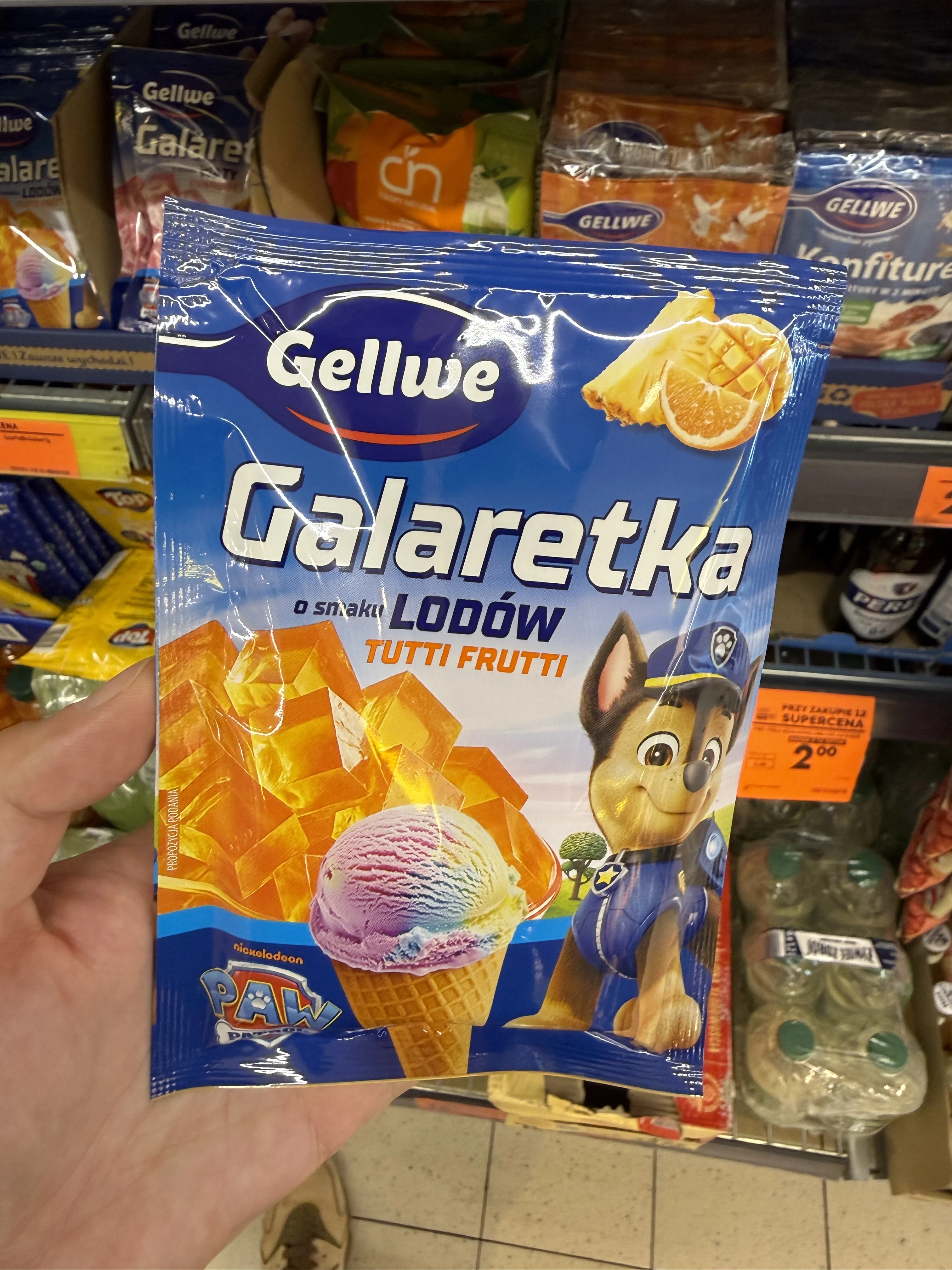 Gellwe Galaretka Paw Patrol o smaku lodów Tutti Frutti | 72g