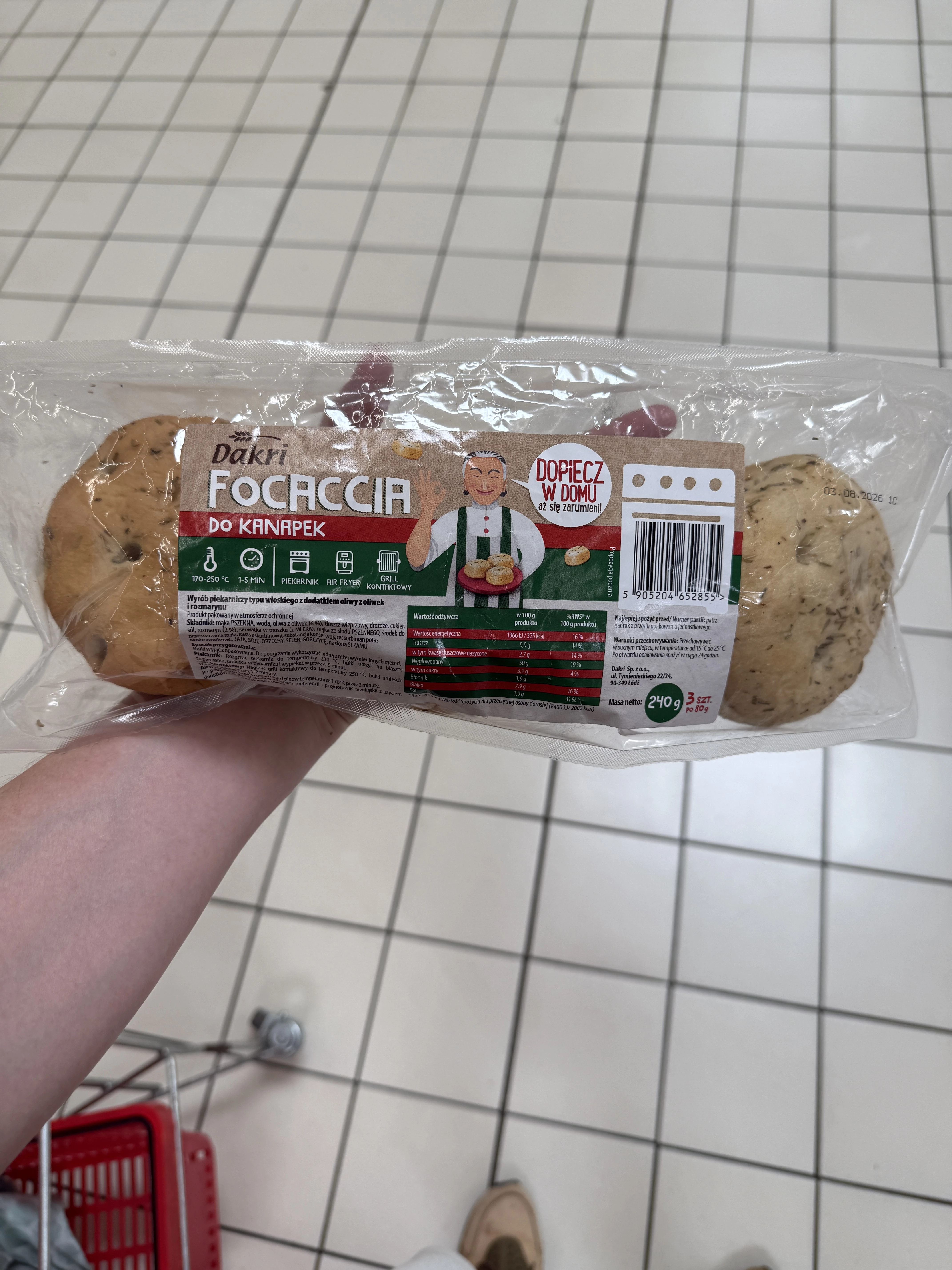 Dakri Focaccia do kanapek | 240g