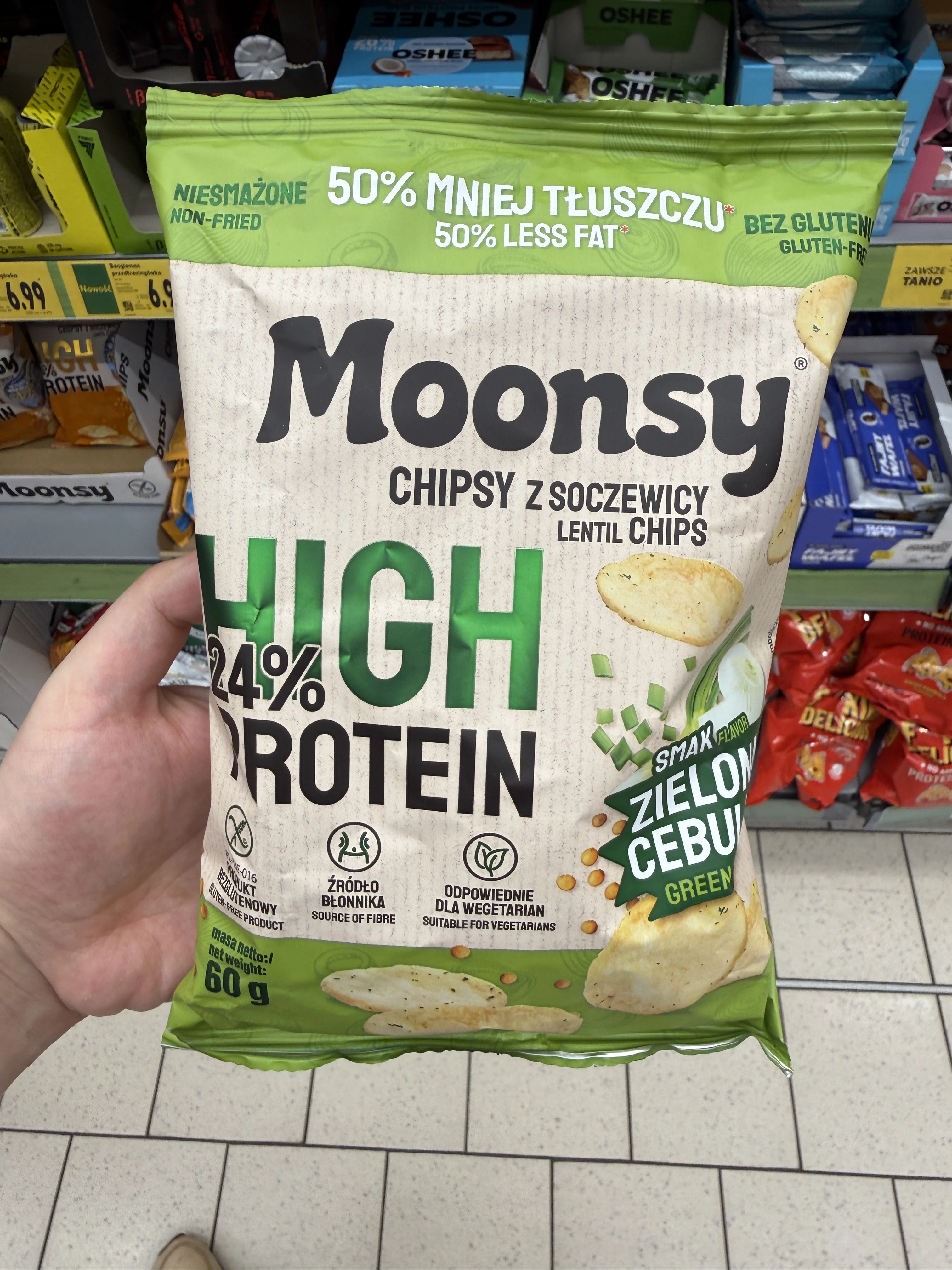 Moonsy Chipsy z Soczewicy Zielona Cebulka | 60g
