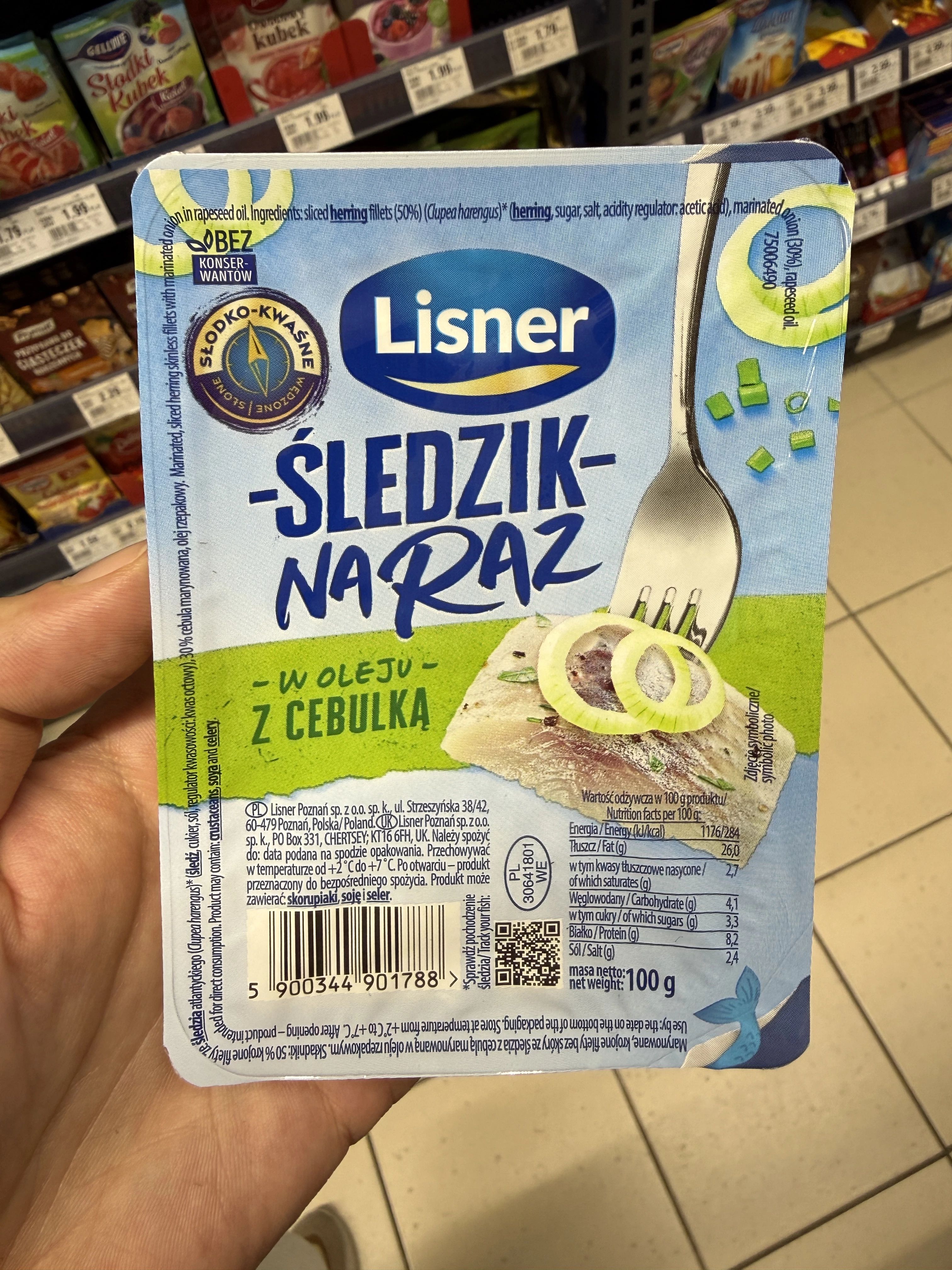 Lisner Śledzik na raz w oleju z cebulką | 100g