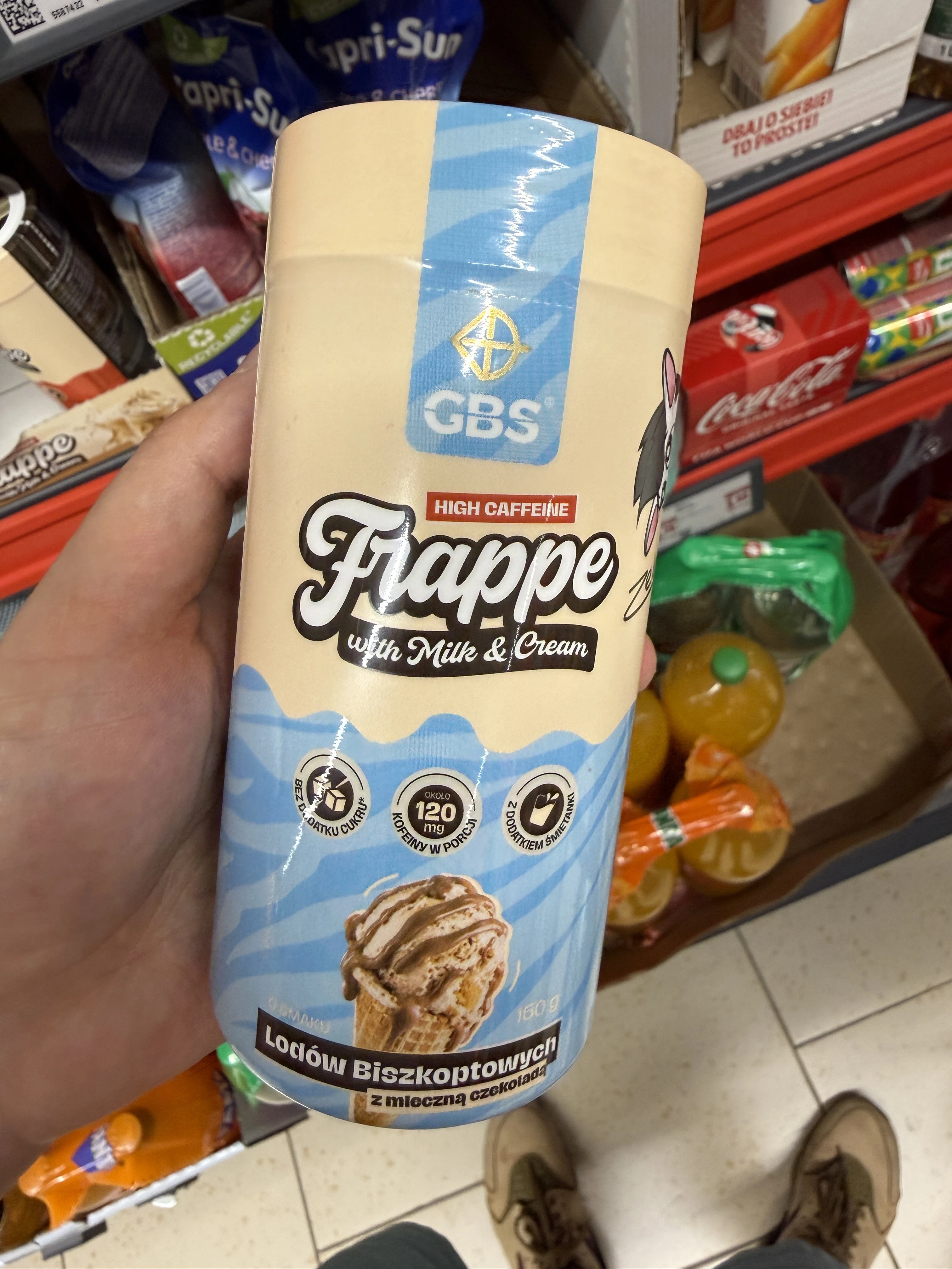 Frappe High Caffeine with Milk & Cream o smaku Lodów Biszkoptowych z Mleczną Czekoladą | 150g