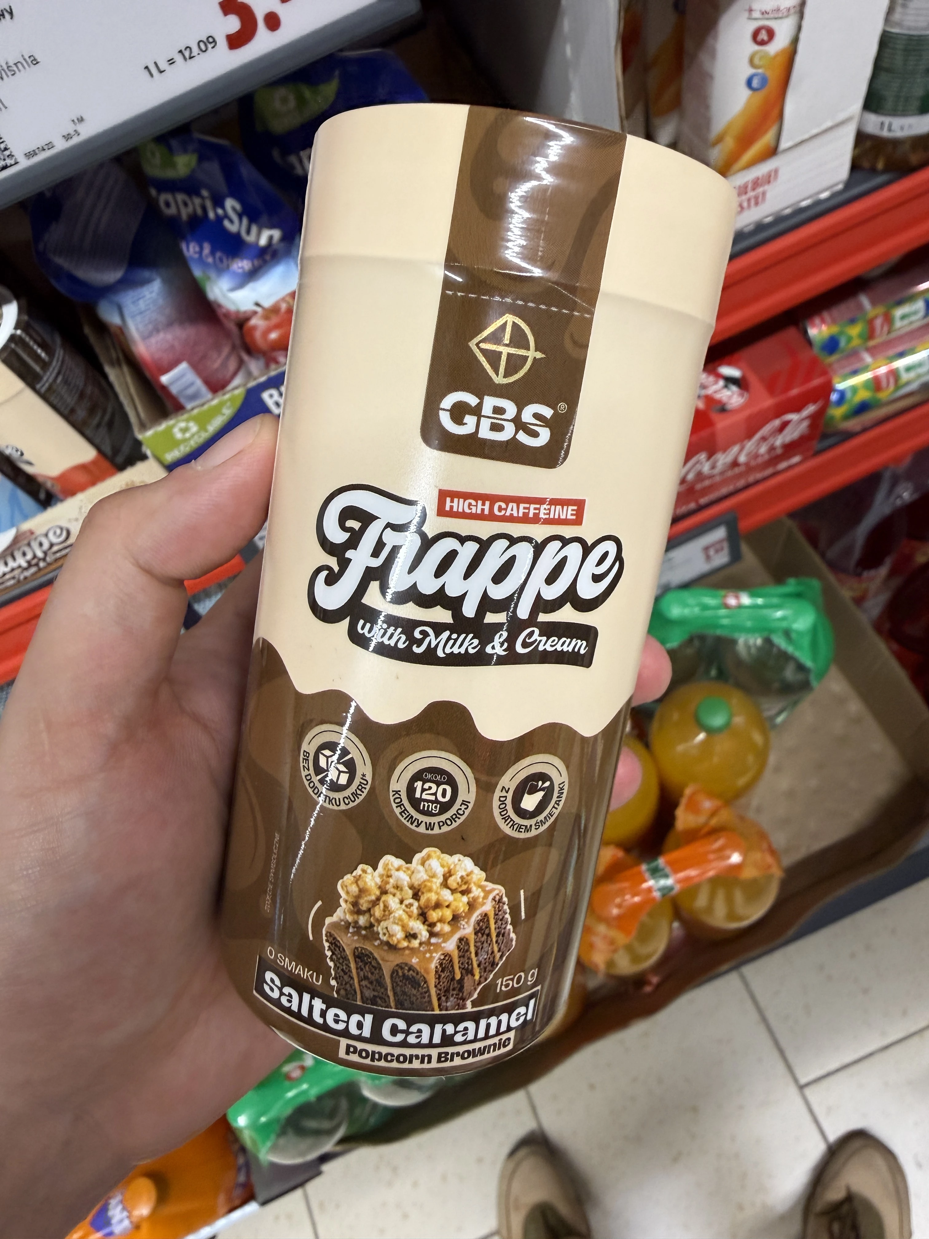 GBS Frappe High Caffeine with Milk & Cream o smaku Salted Caramel Popcorn Brownie | 150g