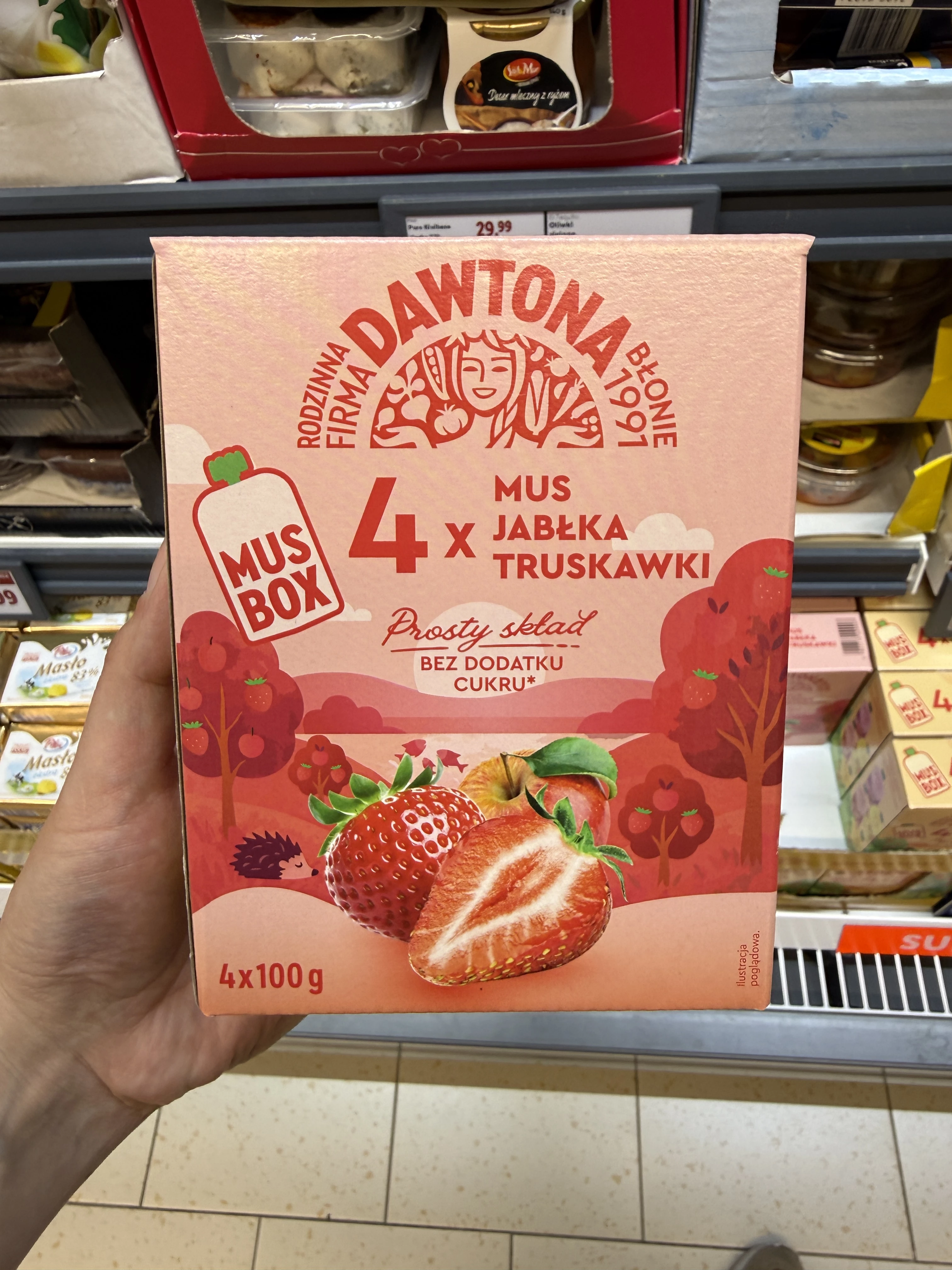 Dawtona Mus Box Mus Jabłka Truskawki | 4x100g
