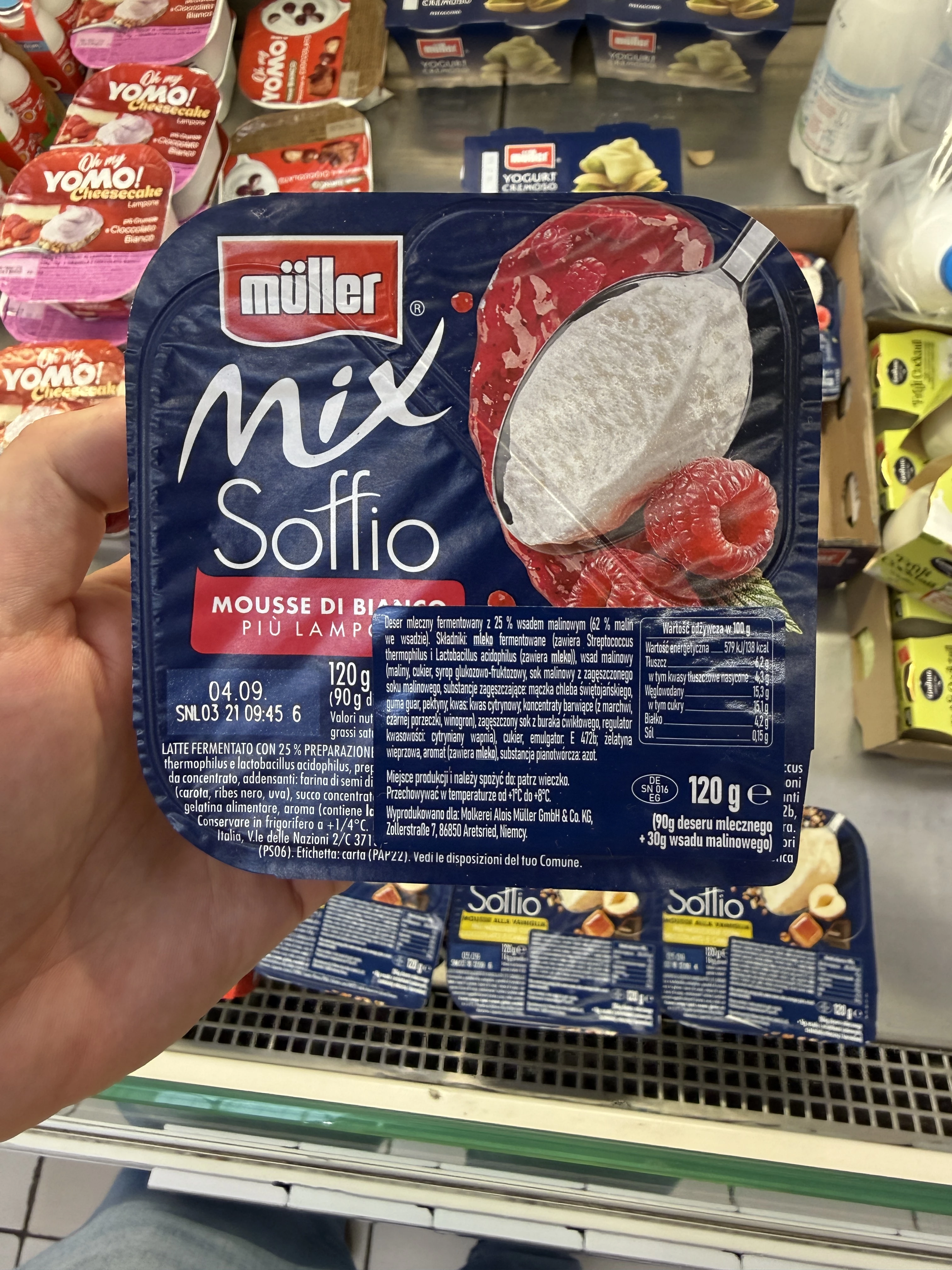 Müller Mix Soffio Mousse di Bianco Più Lamponi | 90g