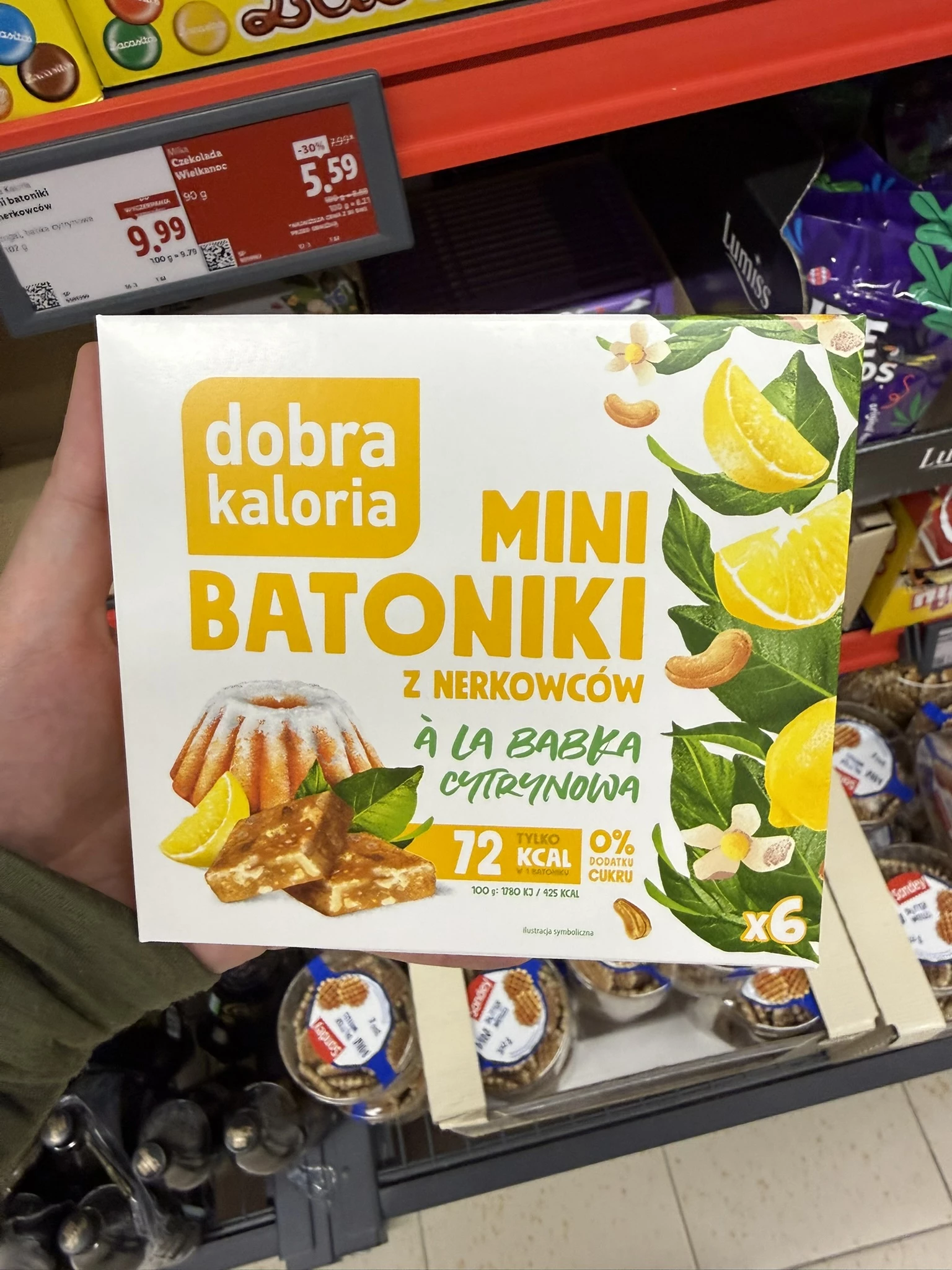 Dobra Kaloria Mini Batoniki z nerkowców à la babka cytrynowa bez cukru | 102g