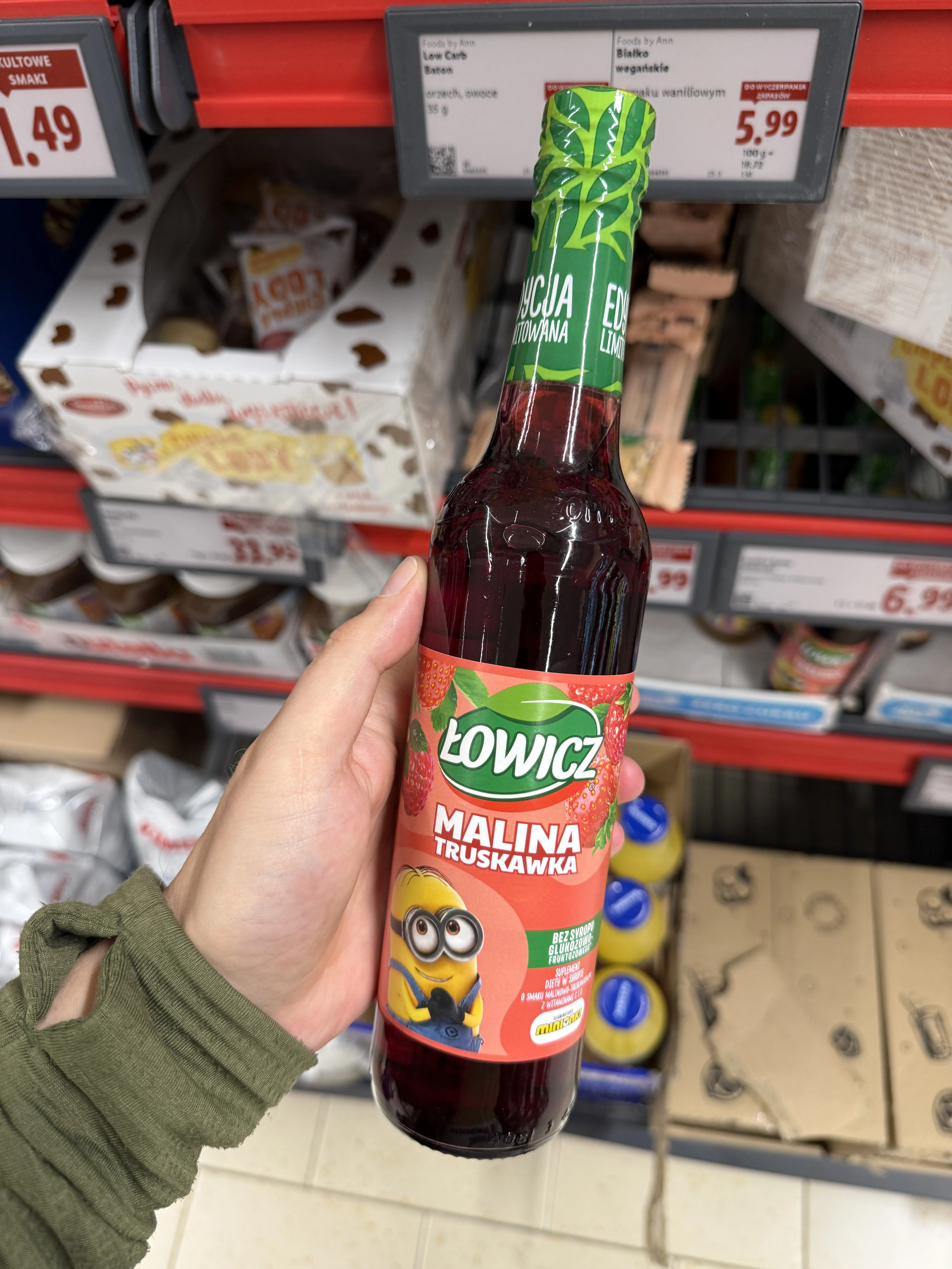 Łowicz Syrop Malina Truskawka Minions Edycja Limitowana | 400ml