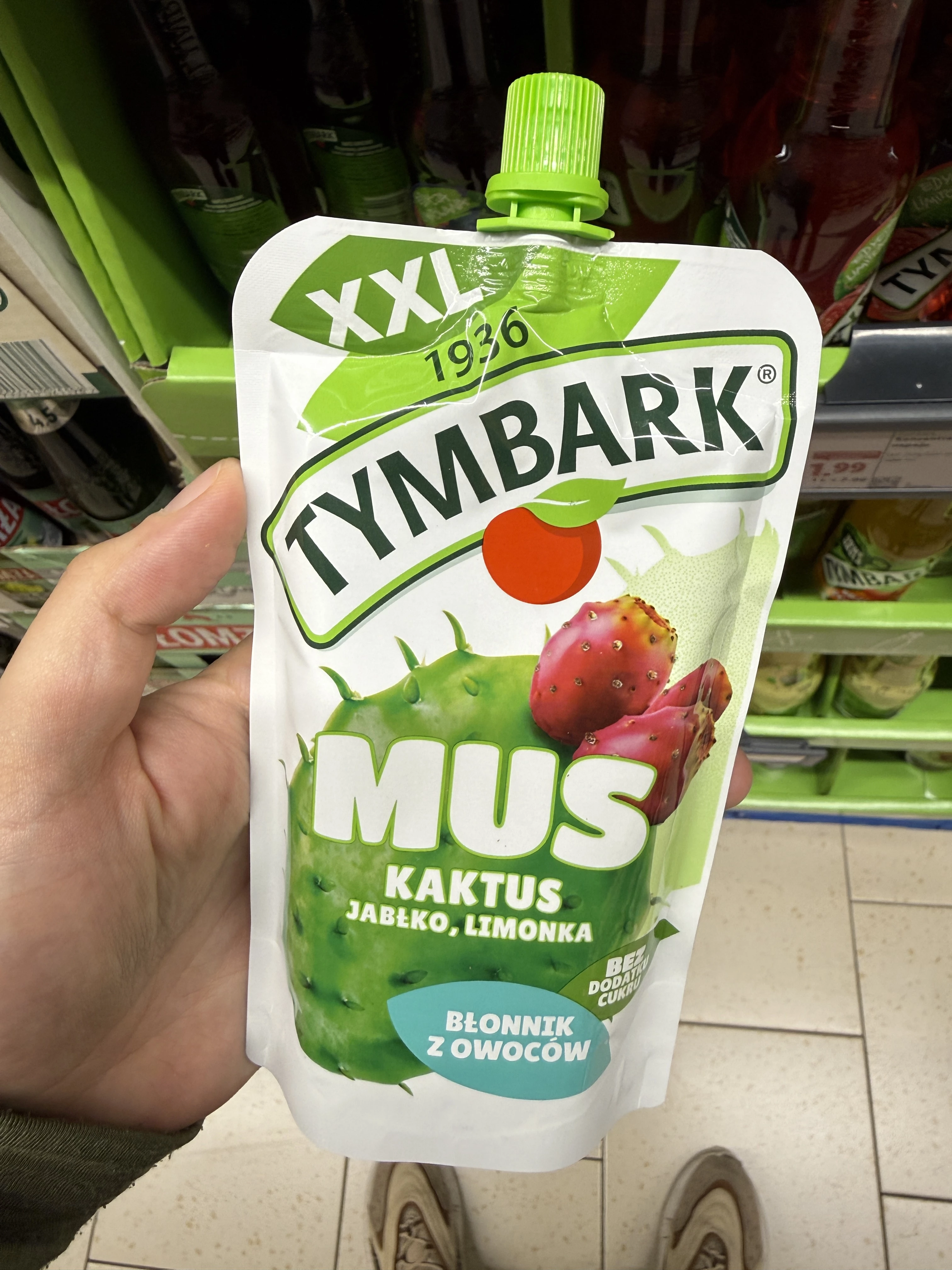 Tymbark Mus Kaktus Jabłko, Limonka XXL | 200g