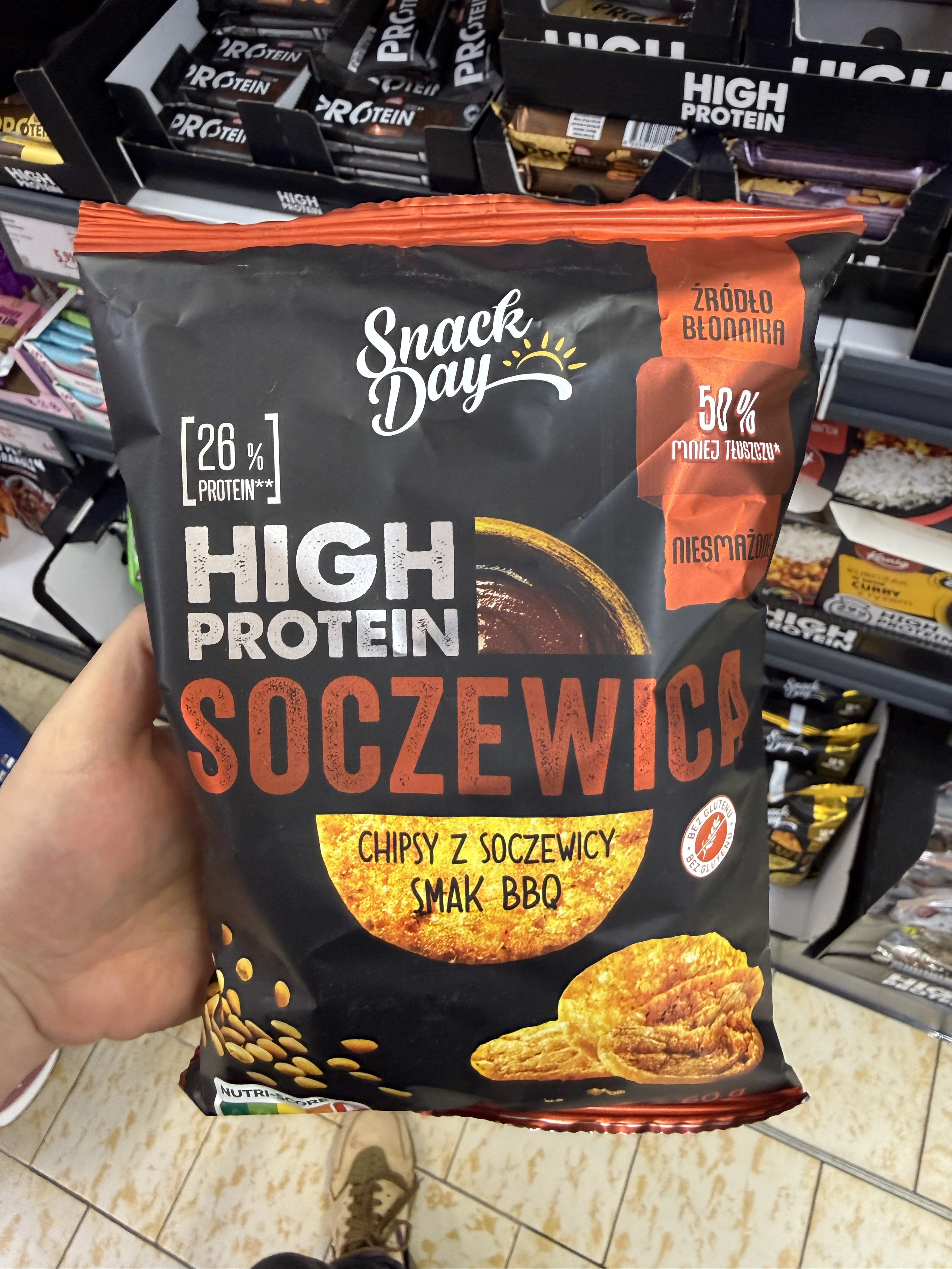 Snack Day High Protein Chipsy z Soczewicy Smak BBQ | 60g