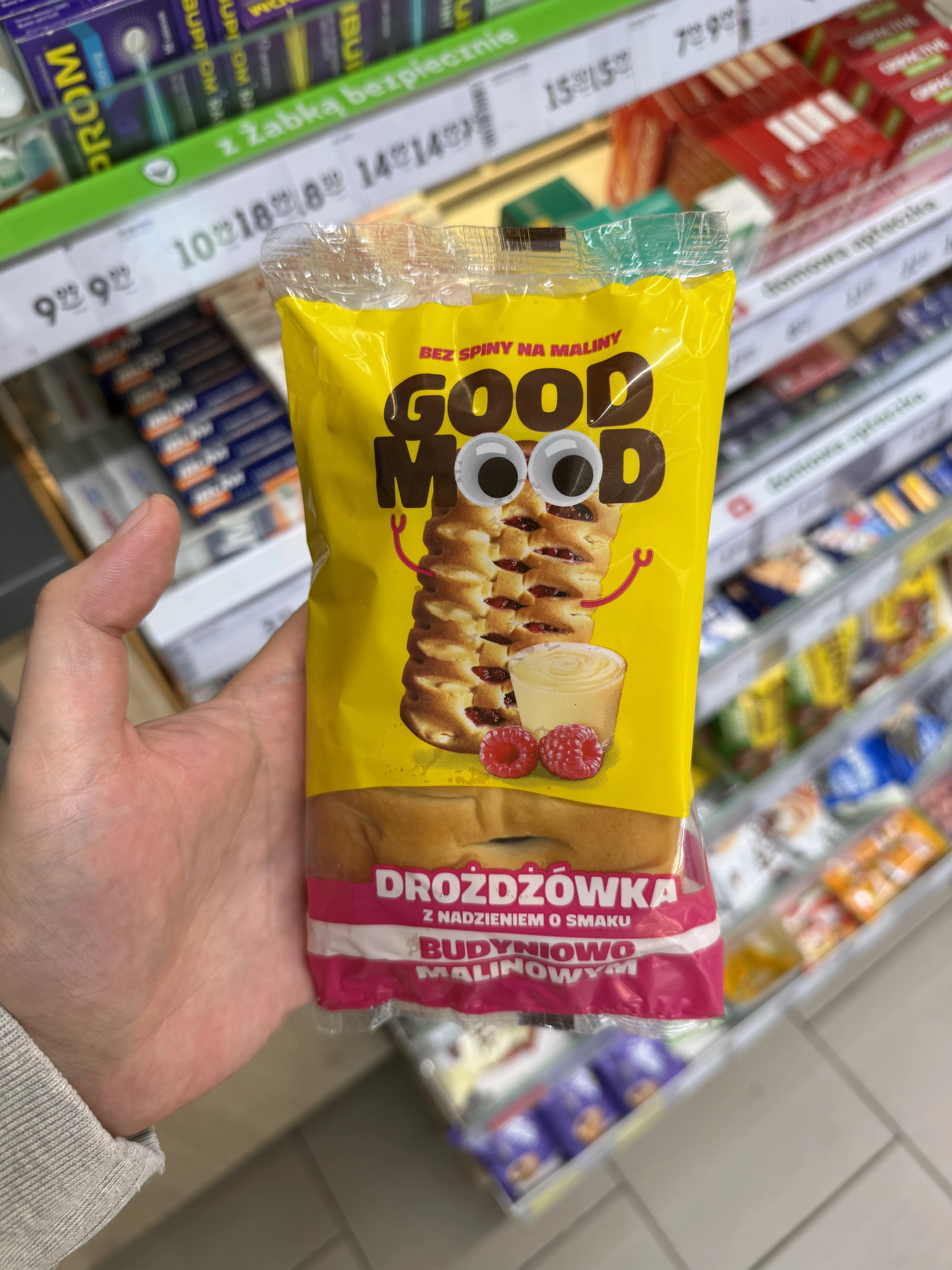 Good Mood Drożdżówka z nadzieniem o smaku budyniowo-malinowym | 100g