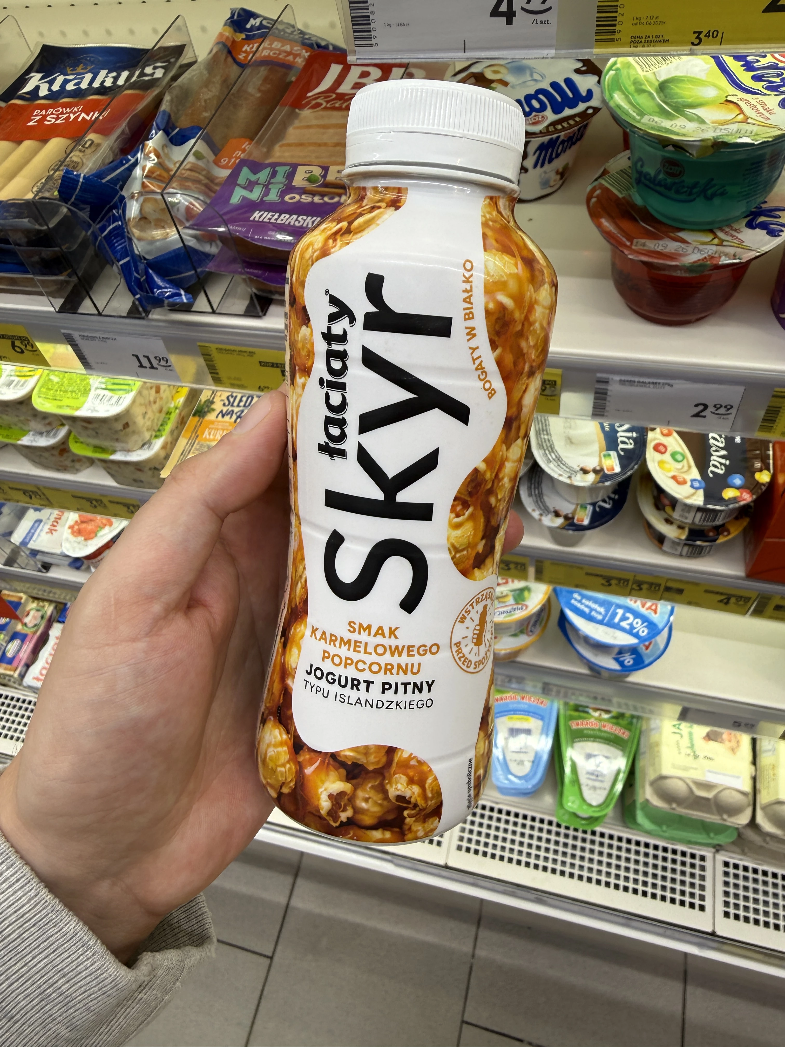 Łaciaty Skyr Jogurt Pitny Smak Karmelowego Popcornu | 360g